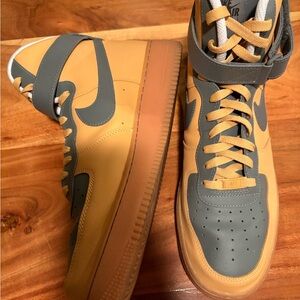 Nike High-Top Sneakers in Tan and Gray
